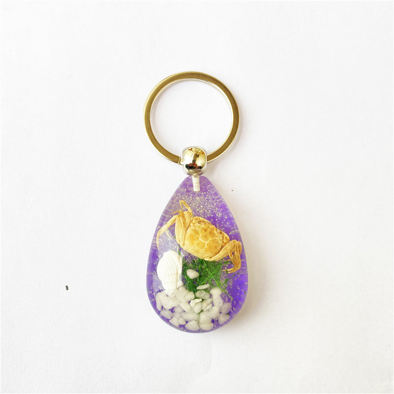 Wholesale 12pcs Simulated Luminous Bottom Amber Insect Crab Ocean Keychain